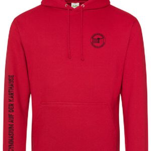 Hoodie JustHoods FIRE RED – Gymnasium auf der Karthause
